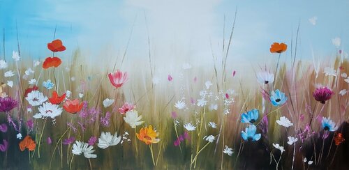 Wildflowers 2 - Flowers Painting, Impressionism, Realism von Andrea Jacobi, Malerei kaufen auf Singulart