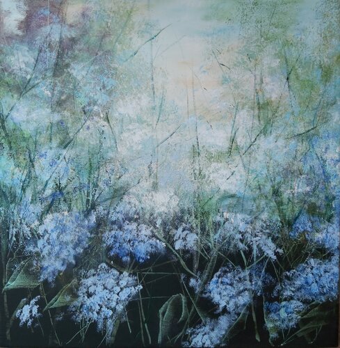 Flowering Hydrangeas 2 - Flowers Painting, Impressionism, Realism von Andrea Jacobi, Malerei kaufen auf Singulart