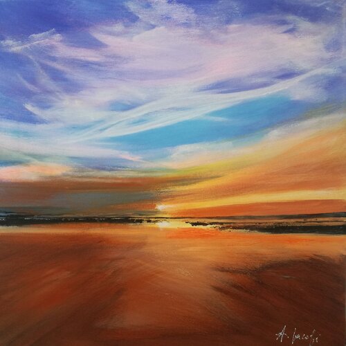 Light on the Horizon - Landscape, Impressionism, Realism by Andrea Jacobi, Painting for Sale on Singulart