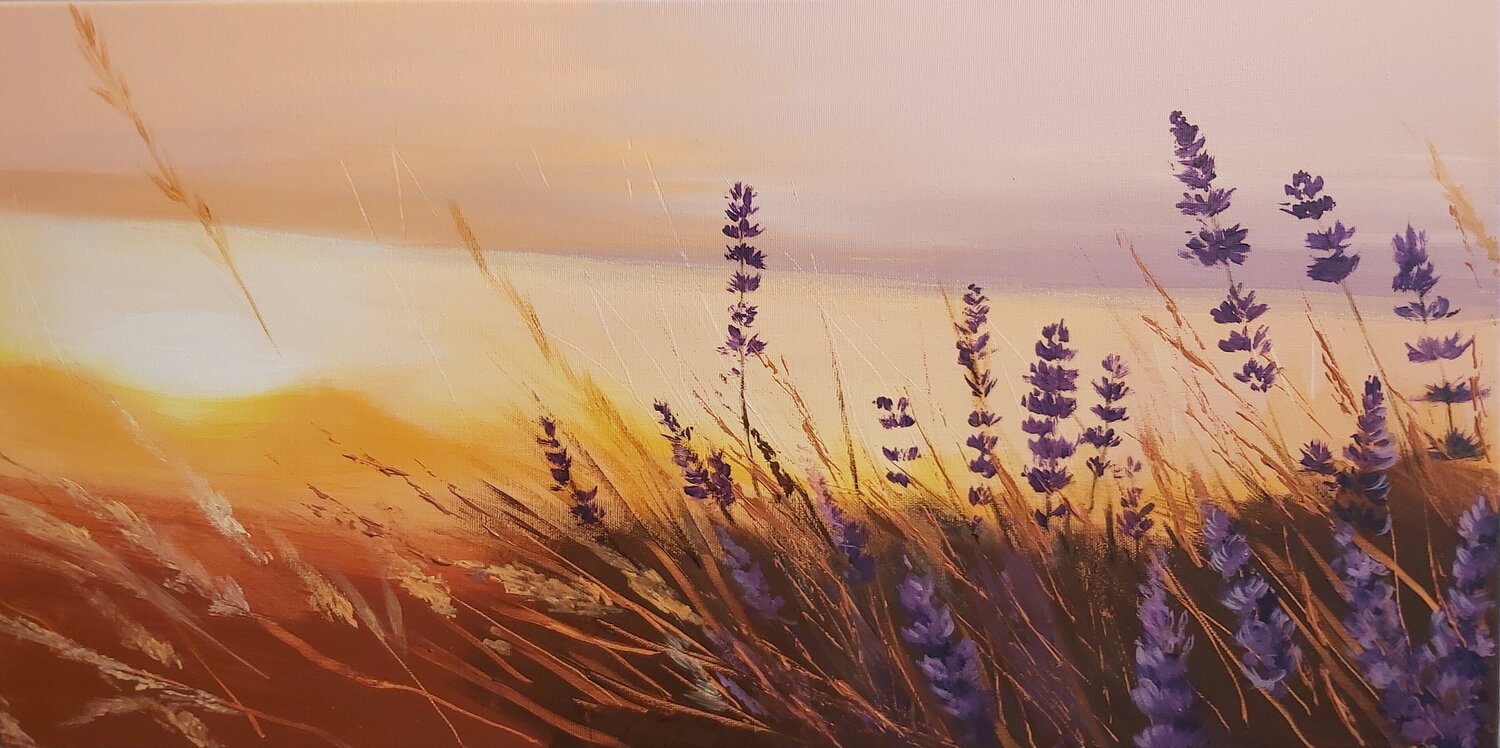 Touch with Lavender - Flowers Painting, Impressionism, Realism Andrea Jacobi