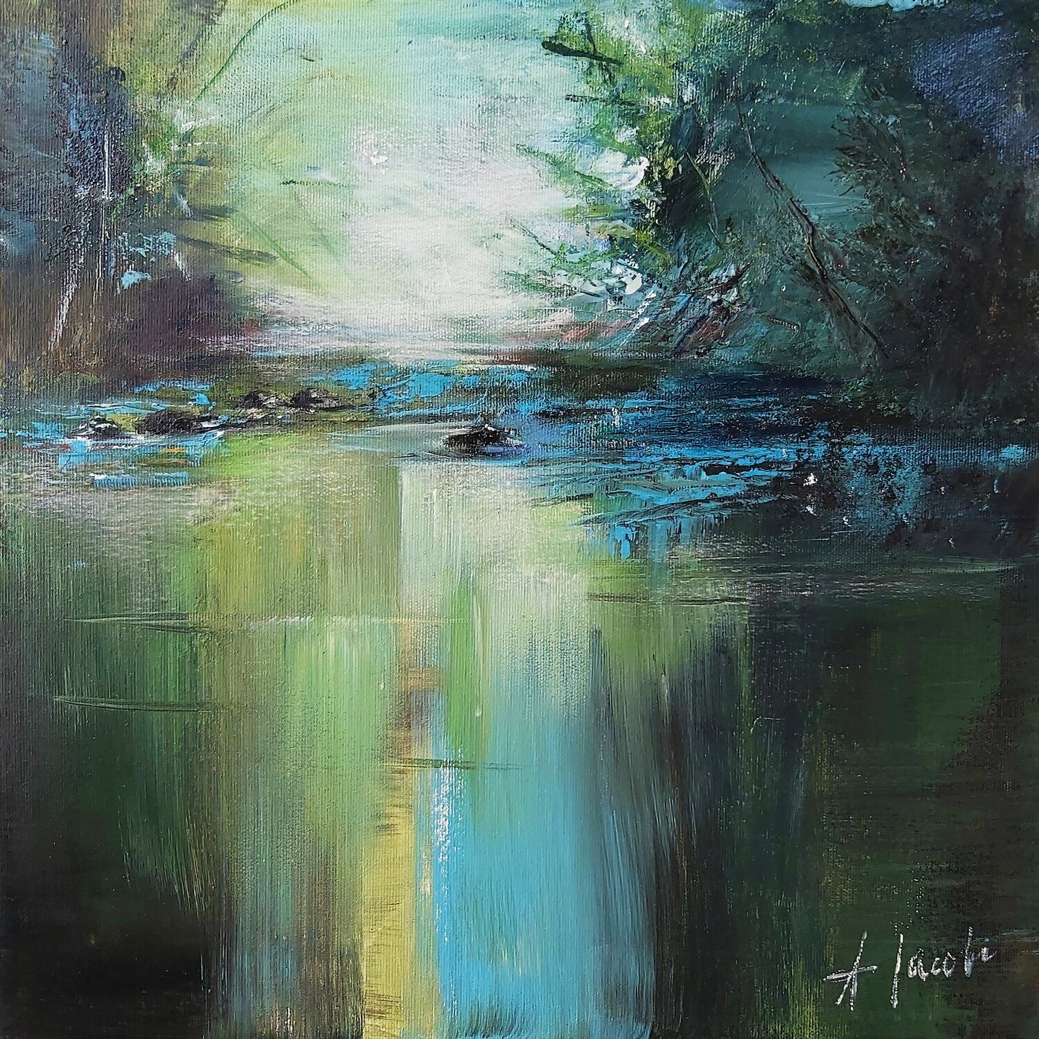 The Freshness of Morning 1 - Landscape, Impressionism, Realism Andrea Jacobi Originalgemälde zu verkaufen