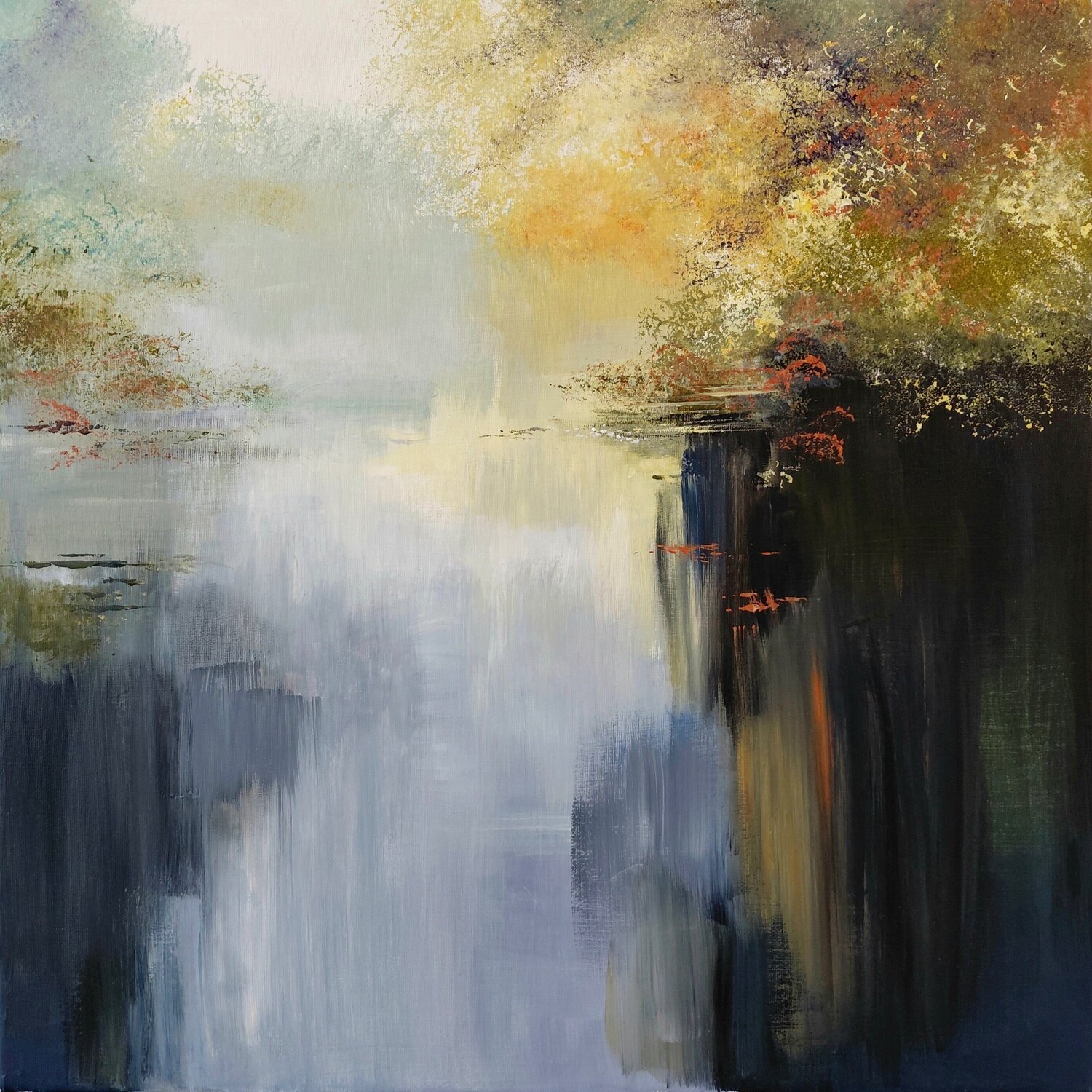 Pond of Emotions 2 - Landscape, Impressionism, Realism Andrea Jacobi Dipinto originale in vendita