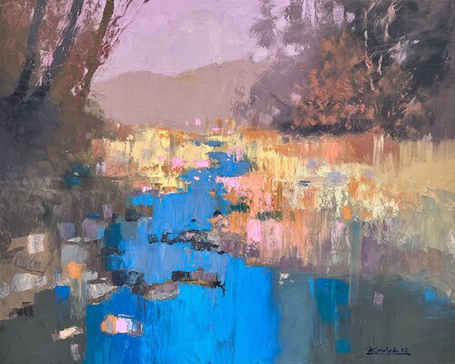 Mountain river di Andrii Kovalyk, Pittura in vendita su Singulart