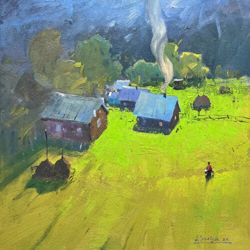 Bright Carpathian landscape van Andrii Kovalyk, Schilderij te koop op Singulart