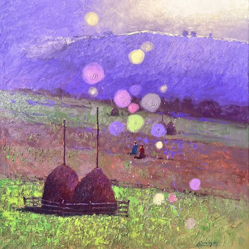 Evening light in the Carpathian Mountains van Andrii Kovalyk, Schilderij te koop op Singulart