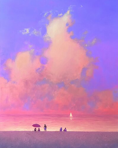 Bright evening at sea di Andrii Kovalyk, Pittura in vendita su Singulart