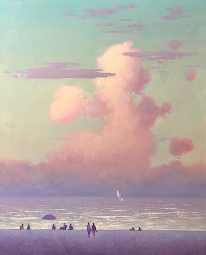 A romantic evening at the sea di Andrii Kovalyk, Pittura in vendita su Singulart