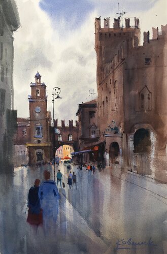 The ancient Italian city of Ferrara van Andrii Kovalyk, Schilderij te koop op Singulart