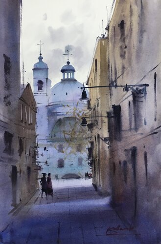 A picturesque urban scene in Venice van Andrii Kovalyk, Schilderij te koop op Singulart