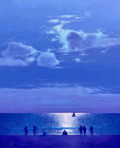 A romantic night at sea van Andrii Kovalyk, Schilderij te koop op Singulart