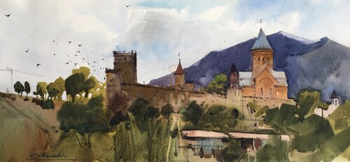 Ananuri ancient fortress in Georgia von Andrii Kovalyk, Malerei kaufen auf Singulart