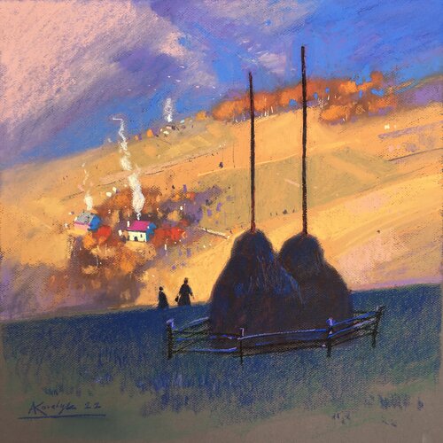 Autumn evening in Carpathians de Andrii Kovalyk, Pintura a la venta en Singulart