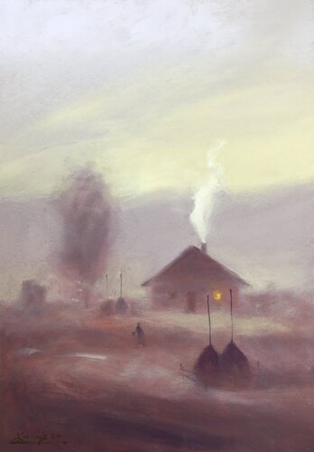 Morning fog in Carpathians van Andrii Kovalyk, Schilderij te koop op Singulart