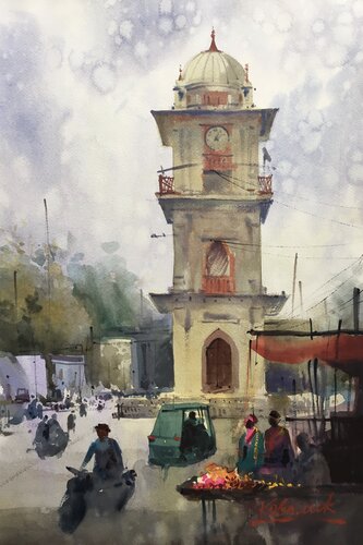 Indian city of Tonk, Rajasthan par Andrii Kovalyk, Peinture en vente sur Singulart