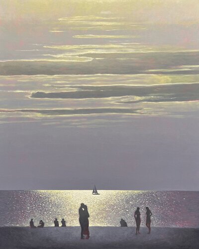A quiet romantic night at sea di Andrii Kovalyk, Pittura in vendita su Singulart