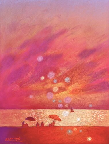 Magical sunset on the seashore di Andrii Kovalyk, Disegno in vendita su Singulart