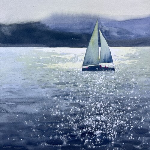 Peace in the Waves of the Sea van Andrii Kovalyk, Werk op papier te koop op Singulart