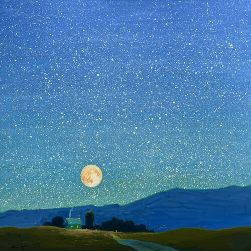 Moonlit Night in the Carpathians van Andrii Kovalyk, Schilderij te koop op Singulart