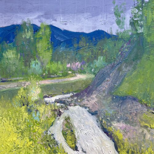 Spring Stream in the Carpathians van Andrii Kovalyk, Schilderij te koop op Singulart