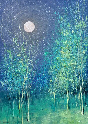 Whispers of the Moonlight Grove by Andrii Kovalyk, Painting for Sale on Singulart