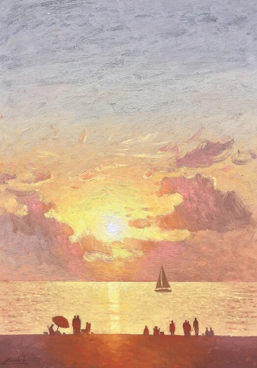 Bright sunset on the seashore Andrii Kovalyk