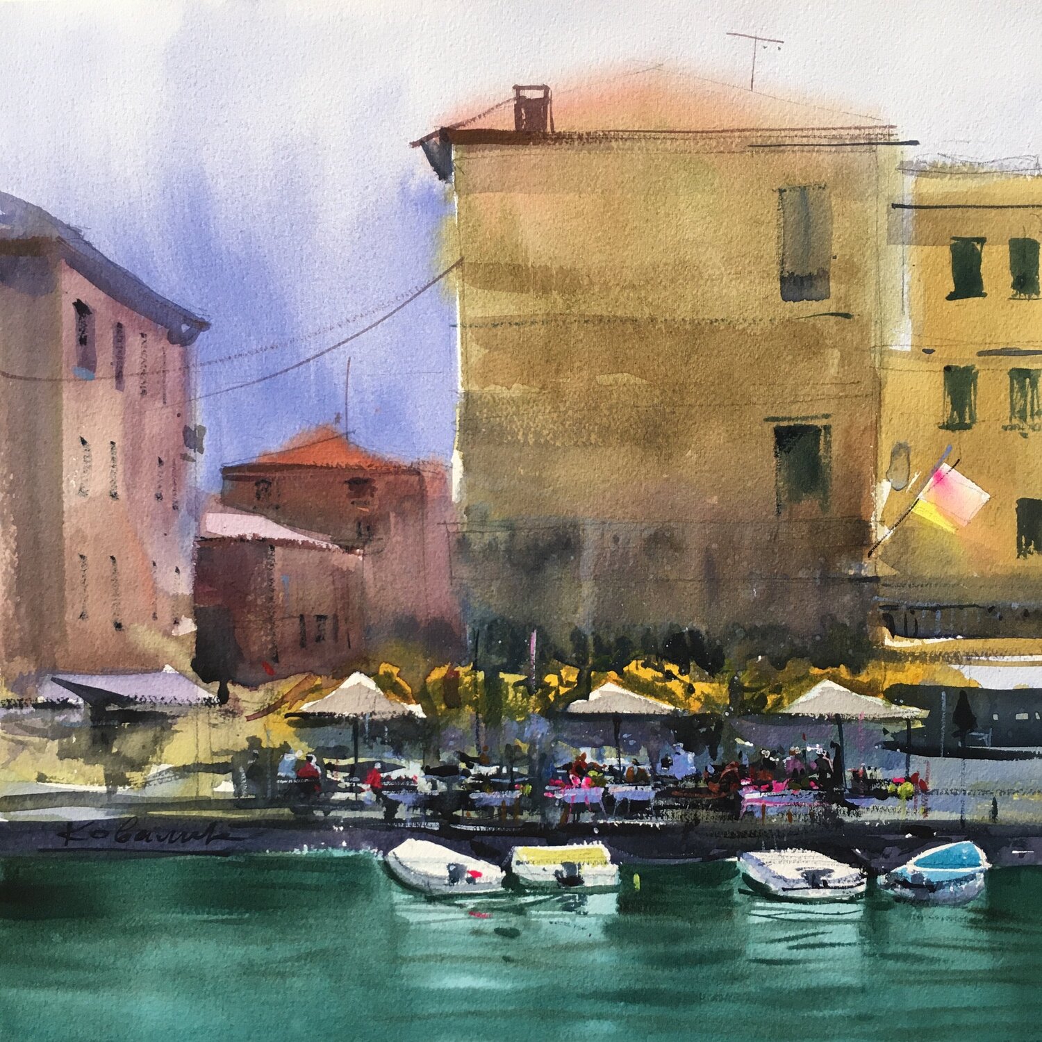 Siesta in Peschiera del Garda in Italy Andrii Kovalyk Peinture originale à vendre