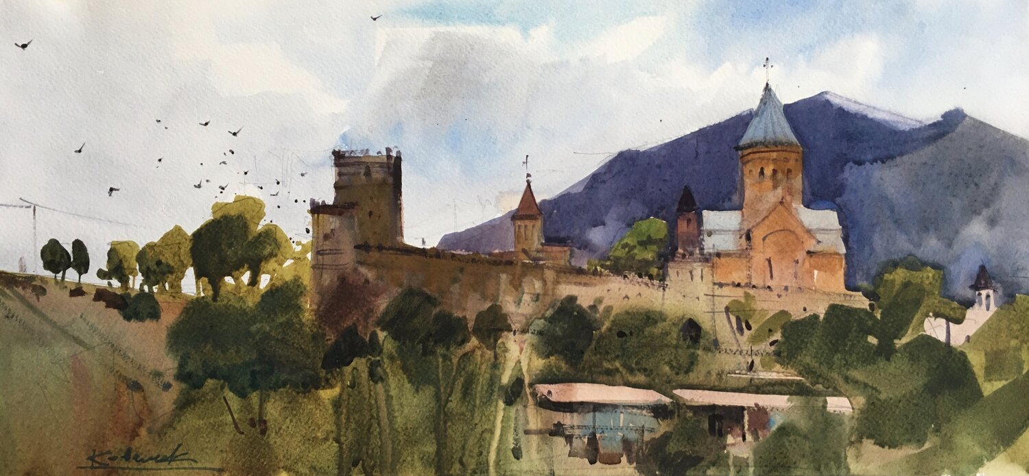 Ananuri ancient fortress in Georgia Andrii Kovalyk Originalgemälde zu verkaufen