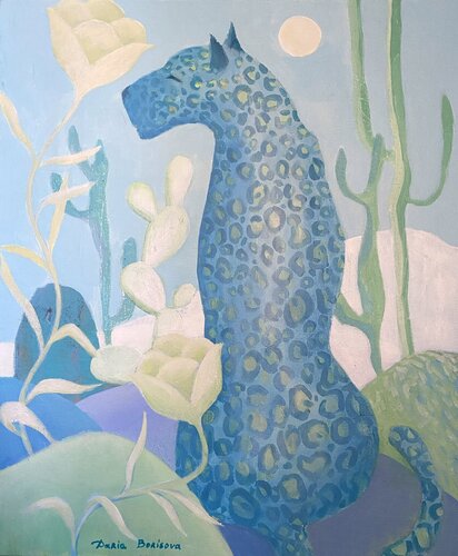 Blue Leopard in Savannah by Daria Borisova, Painting for Sale on Singulart