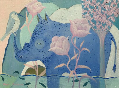 Blue Rhino van Daria Borisova, Schilderij te koop op Singulart