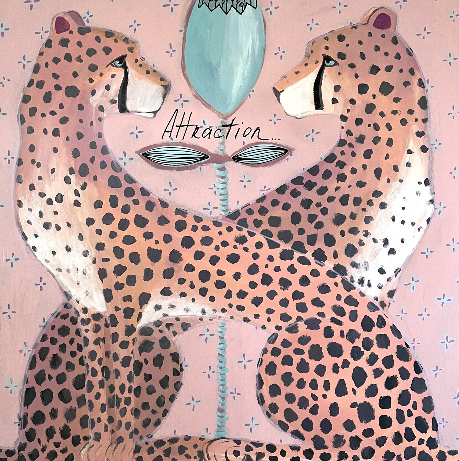 Attraction, acrylic on canvas, 30 x30 in Daria Borisova Originalgemälde zu verkaufen