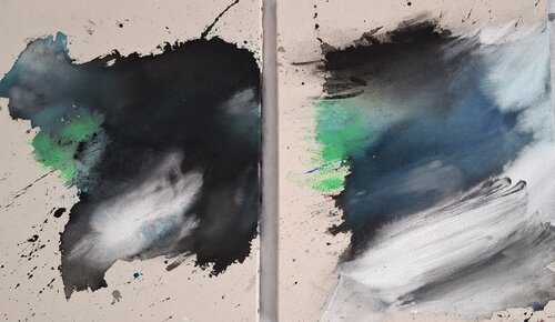 Diptyque, souffle de vent sur les côtes Bretonnes van Michèle BARANGE, Schilderij te koop op Singulart