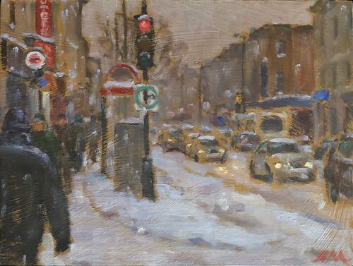 Neige en fin de journée by Richard Montpetit, Painting for Sale on Singulart