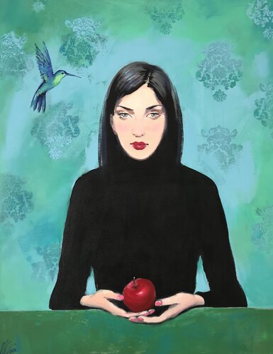 Woman and Hummingbird di Liliya Nikolova, Pittura in vendita su Singulart