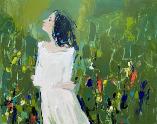 The Girl and the Field by Liliya Nikolova, Painting for Sale on Singulart