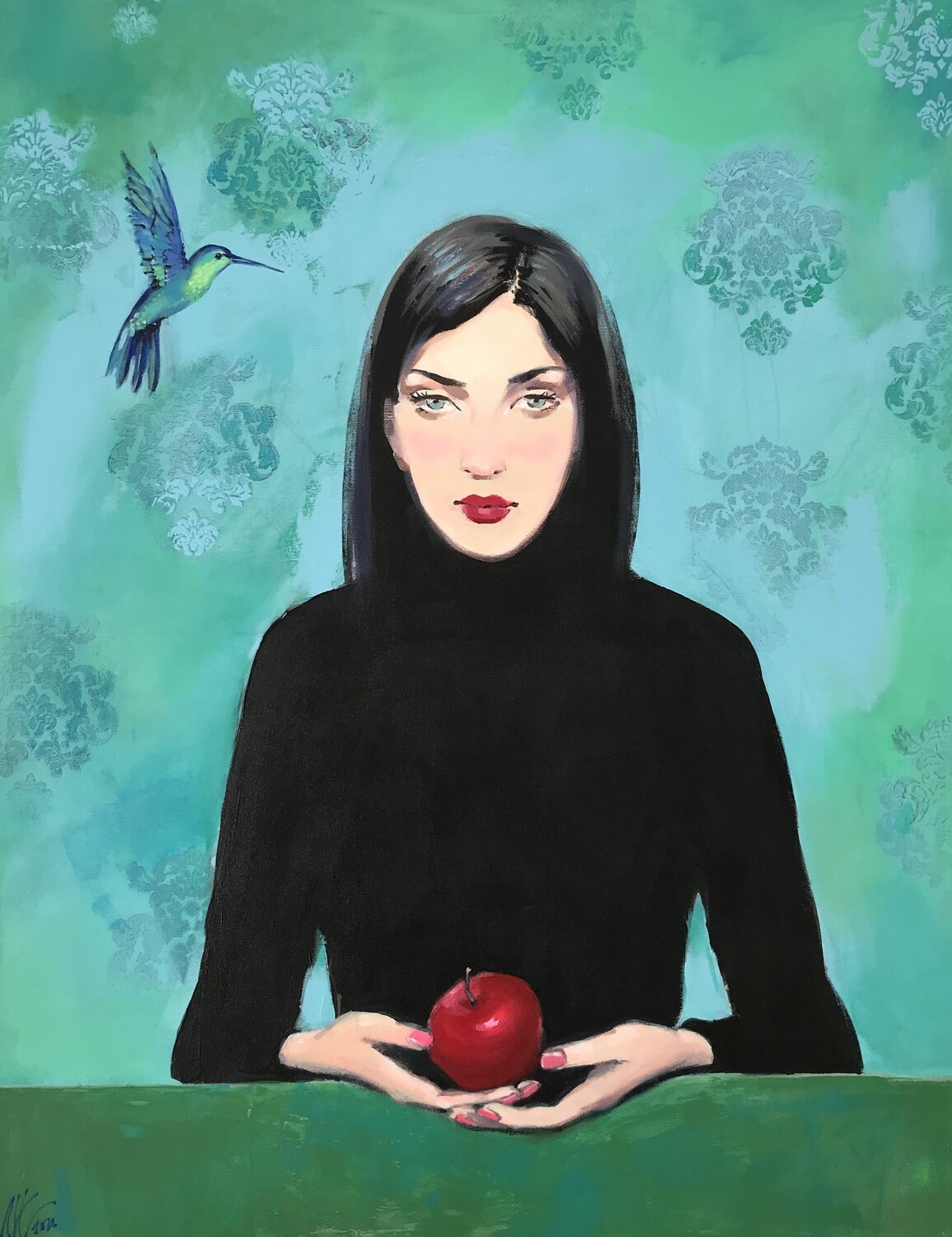 Woman and Hummingbird Liliya Nikolova Dipinto originale in vendita