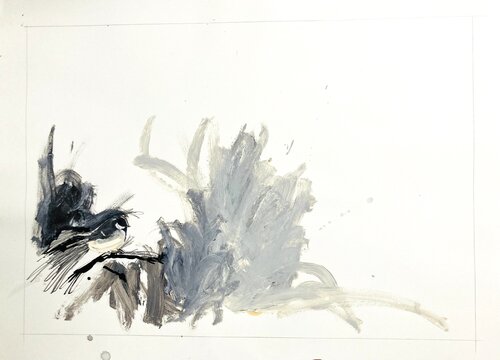 WOODS BIRD 2 (sur papier Arches) by Suzanne Marcelle, 회화 for Sale on Singulart