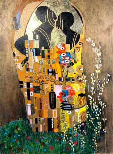 Inspired by Klimt, Kiss no more by Julia Hacker, 회화 for Sale on Singulart
