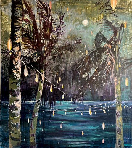 Tropical moonlight. by Julia Hacker, 油畫 for Sale on Singulart