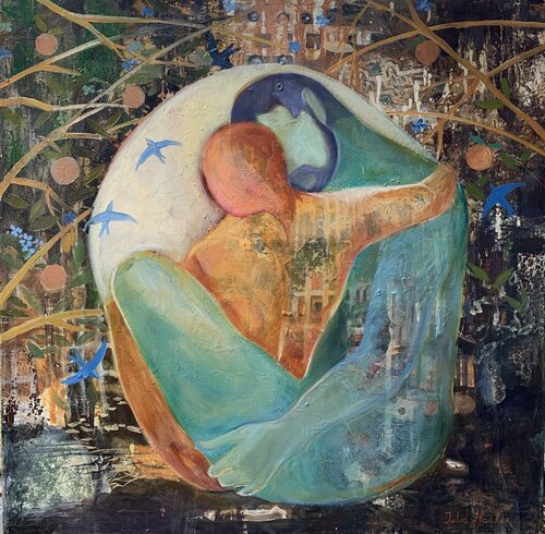 Goddess of the golden egg de Julia Hacker, Pintura a la venta en Singulart