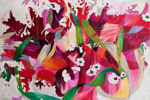 Abstract Floral Expressionist Painting von Julia Hacker, Malerei kaufen auf Singulart