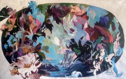 Large Abstract Floral Landscape Painting by Julia Hacker, Painting for Sale on Singulart