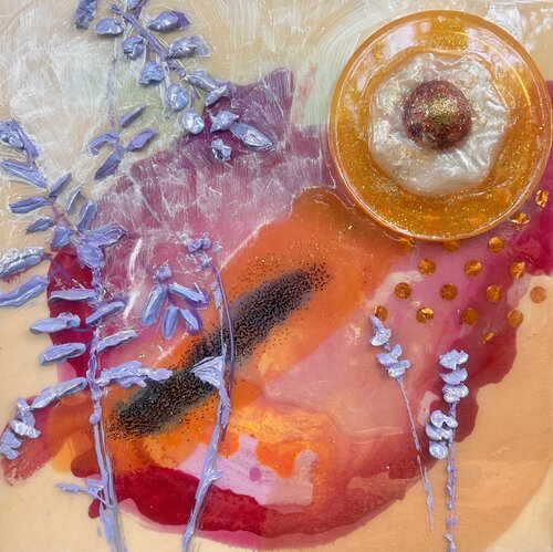 Divine chakra.2-Abstract Mixed Media on Wood with Resin Object by Julia Hacker, 회화 for Sale on Singulart