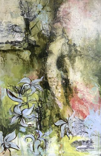Spring Fairy abstract figurative painting van Julia Hacker, Schilderij te koop op Singulart