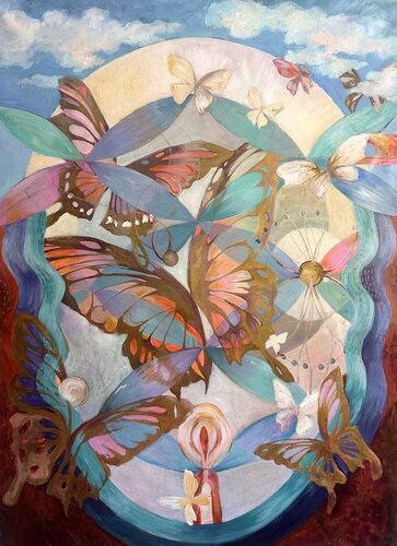 Cycles of Metamorphosis–  Butterfly Painting on Canvas di Julia Hacker, Pittura in vendita su Singulart