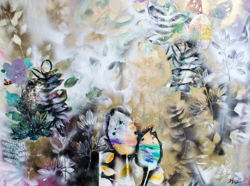 Gold Botanical garden van Julia Hacker, Schilderij te koop op Singulart