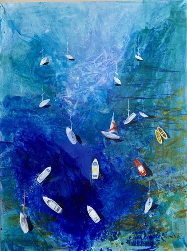 Boats.1 van Julia Hacker, Schilderij te koop op Singulart