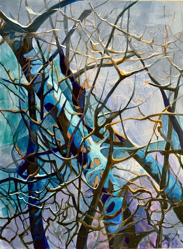 Winters blue magic van Julia Hacker, Schilderij te koop op Singulart