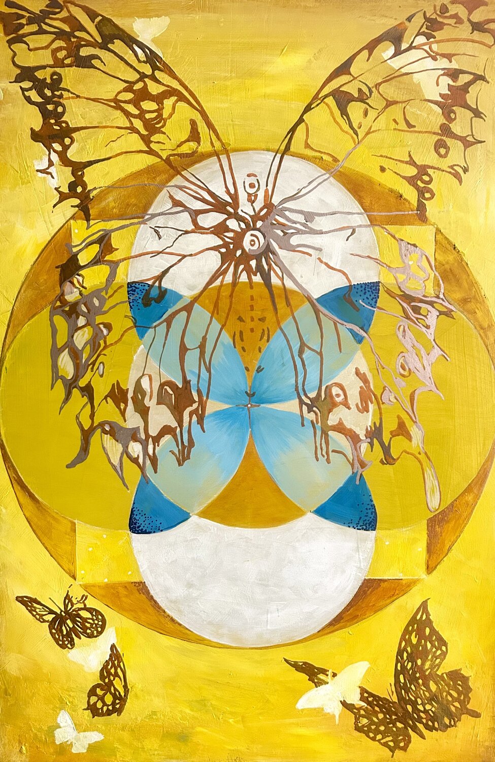Chase the Light – Abstract Butterfly & Sacred Geometry Painting Julia Hacker
