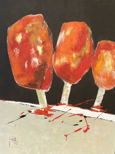 Arbres rouges van Christine Barres, Schilderij te koop op Singulart