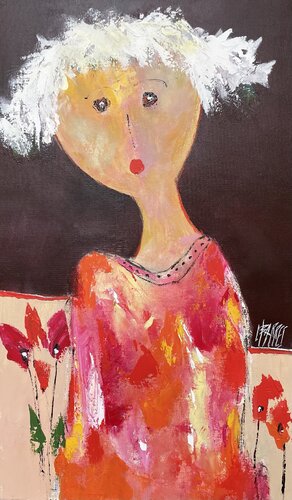La fille aux coquelicots van Christine Barres, Schilderij te koop op Singulart